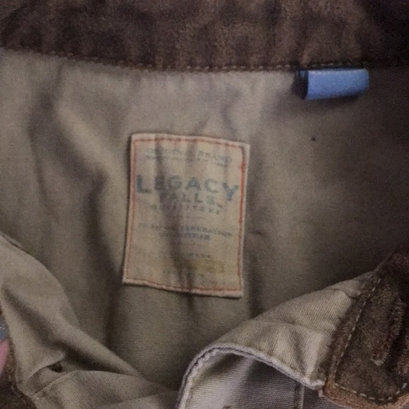 Khaki canvas button down shirt M elbow patches rustic hunter field stream - Picture 5 of 8